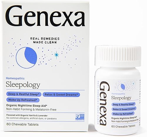 Genexa Sleepology - 60 comprimidos para dormir nocturno ayuda para dormir por la noche para ayudarte a conciliar el sueño despertar renovado