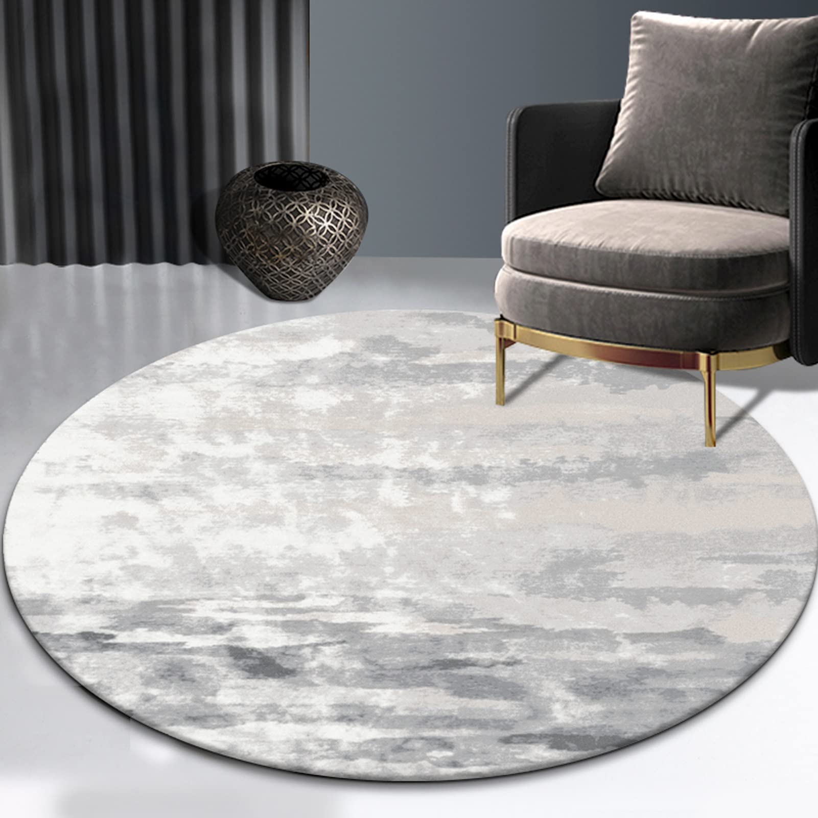 Tapis rond pour sol froid et habillage de grand salon moderne