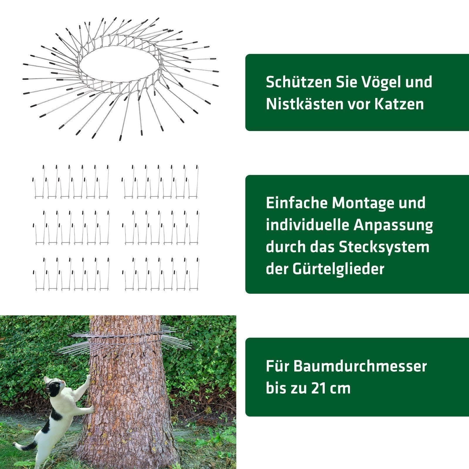 GARDIGO Ceinture Anti-Chats pour Arbres en Acier Galvanisé 21 cm | Barrière anti-chats – Protection des Arbres – Acier galvanisé – Contre les Martres et Ratons Laveurs – Modulable