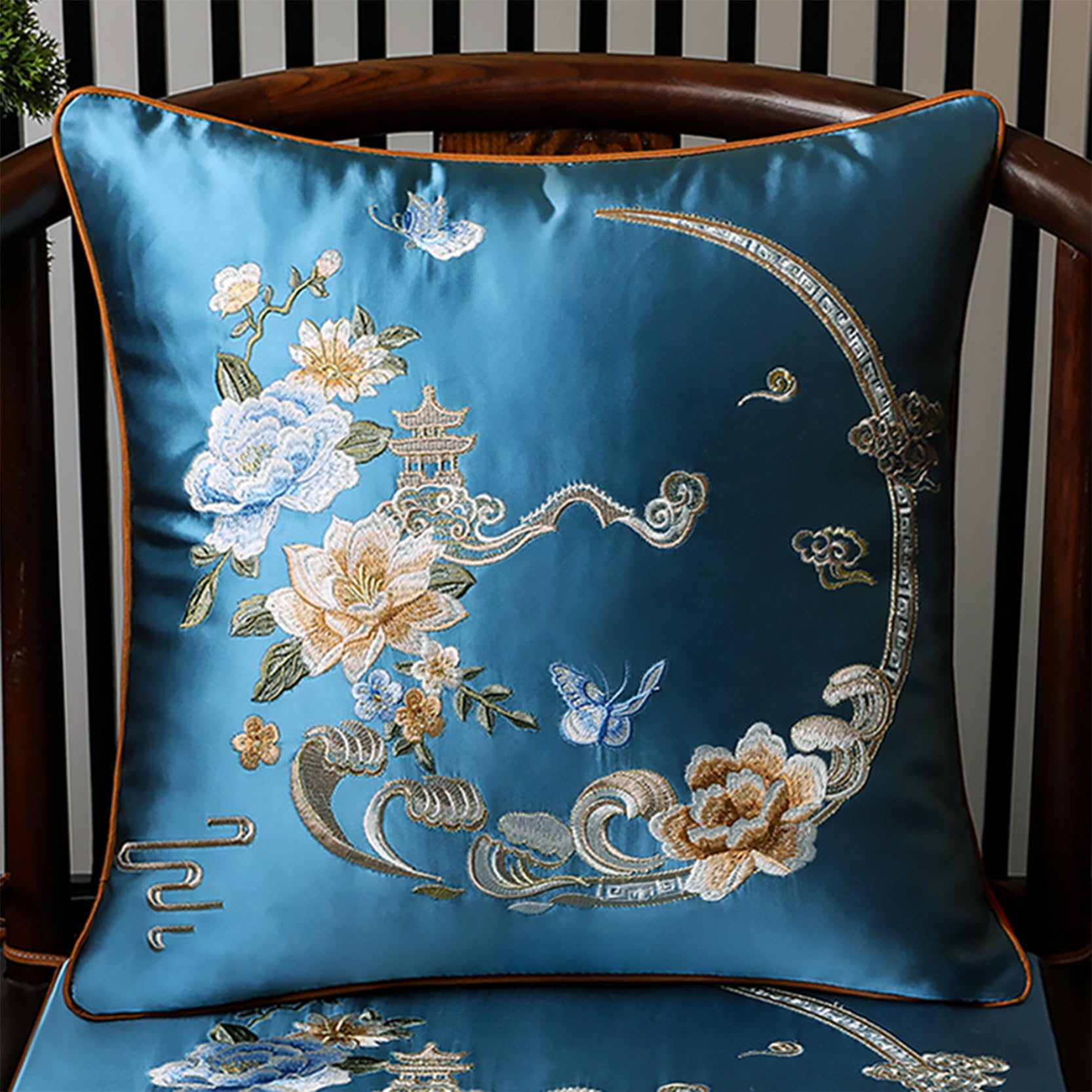 お洒落な刺繍入りクッションカバー(2枚セット) Amazon.co.jp: 刺繍クッションカバー 2 枚セット 花/花柄、快適な