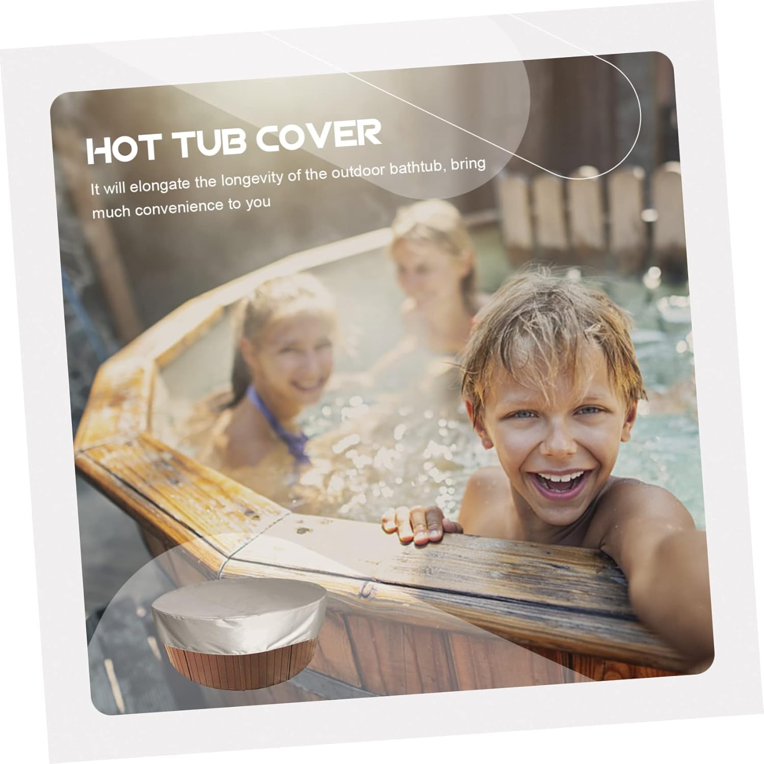1Pc Round Hot Tub Cover Outdoor Protector for Tubs Durable Spa Cap Shielding from Rain Sun and Wind