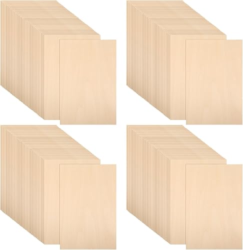 50 hojas de madera de tilo de 8 x 12 pulgadas, 0.079 in de grosor, hojas de madera fina rectangular sin terminar con superficies lisas para