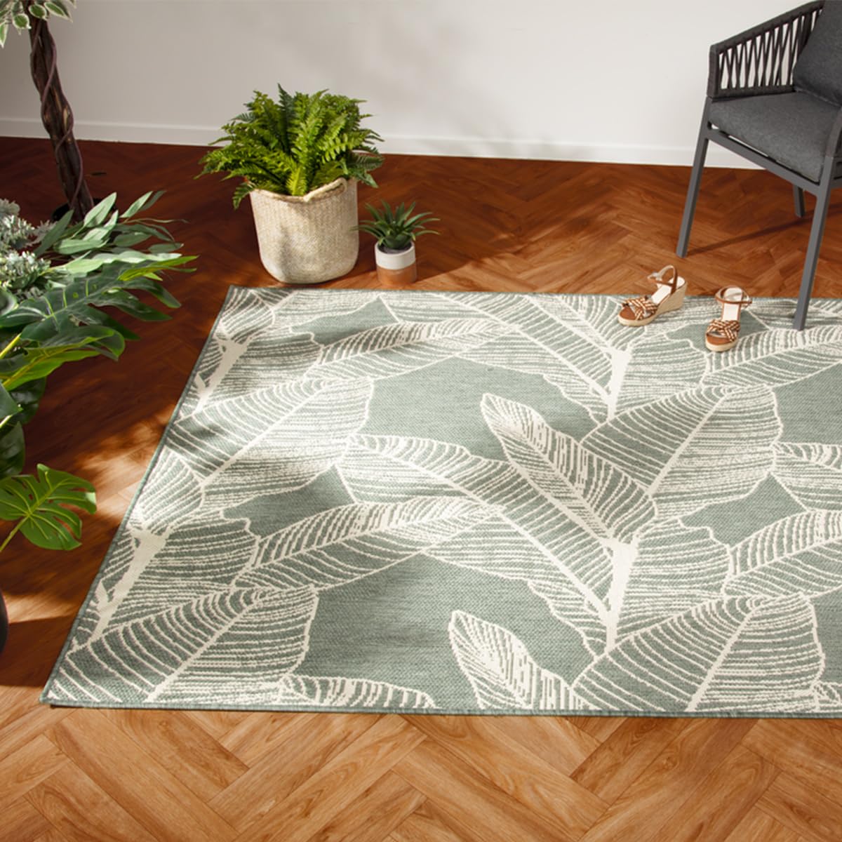 Tapis décoratif Vert pour extérieur ou intérieur en polypropylène 120 x 160 cm - Atmosphera