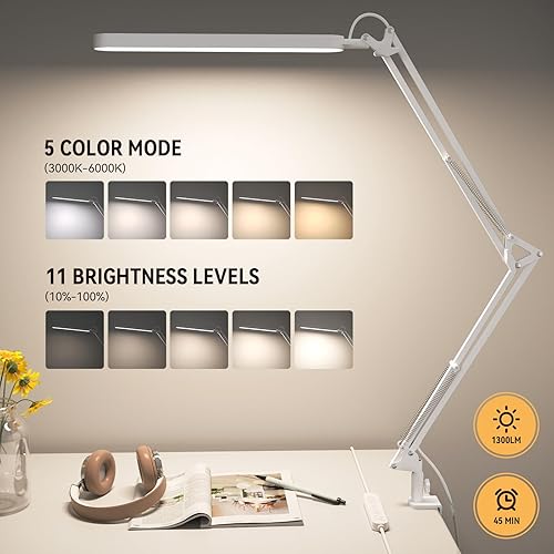 Miniatura 2 de SKYLEO Lámpara de escritorio LED - Luz de escritorio de 31.5 pulgadas - 5 modos de color x 11 niveles de brillo - Brazo oscilante ajustable -
