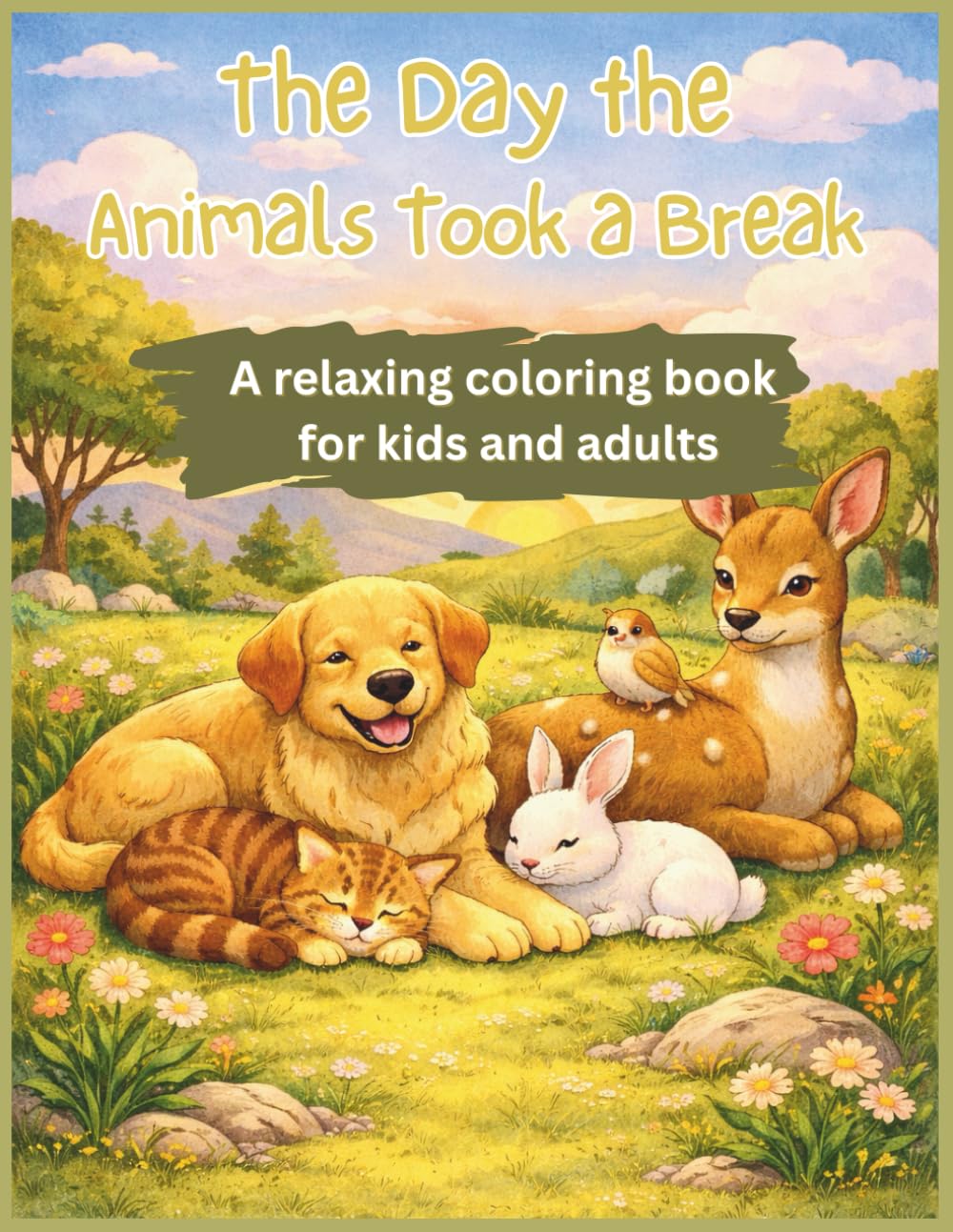 A Relaxing Coloring Book for Kids and Adults Featuring Calm Animal Scenes: The Day the Animals Took a Break