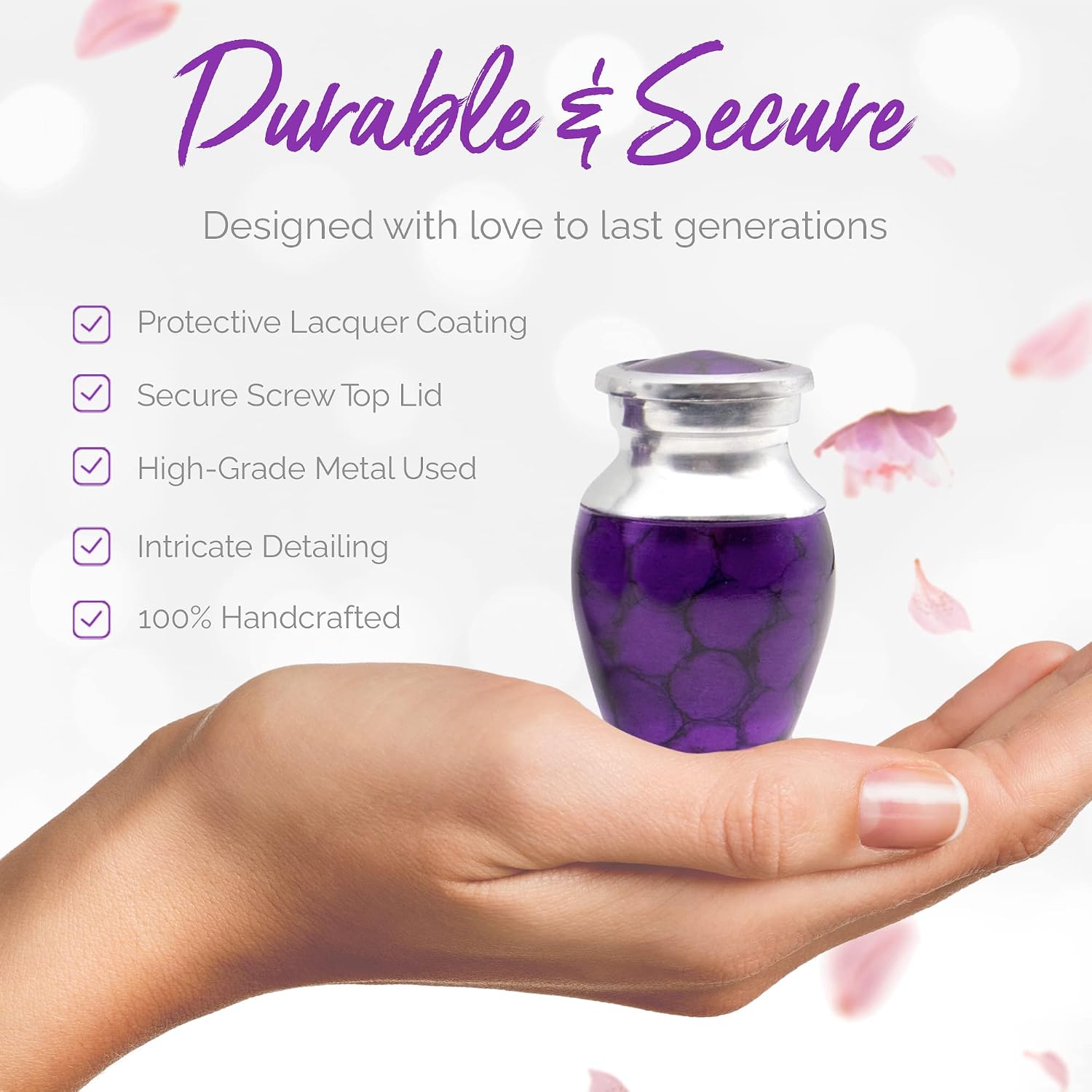 Purple Keepsake Urns for Human Ashes - Mini Ashes Urns with Premium Box & Bags - Handcrafted Purple Urns Set of 4 - Honor Your Loved One with Mini Funeral Memorial Urns - Perfect Small Urns for Ashes