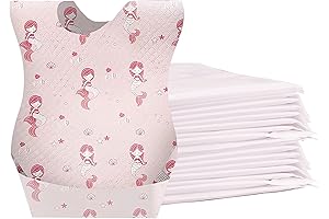 Baby Bibs Disposable for Travel Feeding, 25-pack Leakproof Liner, Food Catcher Pocket...