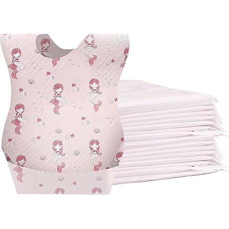 Baby Bibs Disposable for Travel Feeding, 25-pack Leakproof Liner, Food Catcher Pocket...