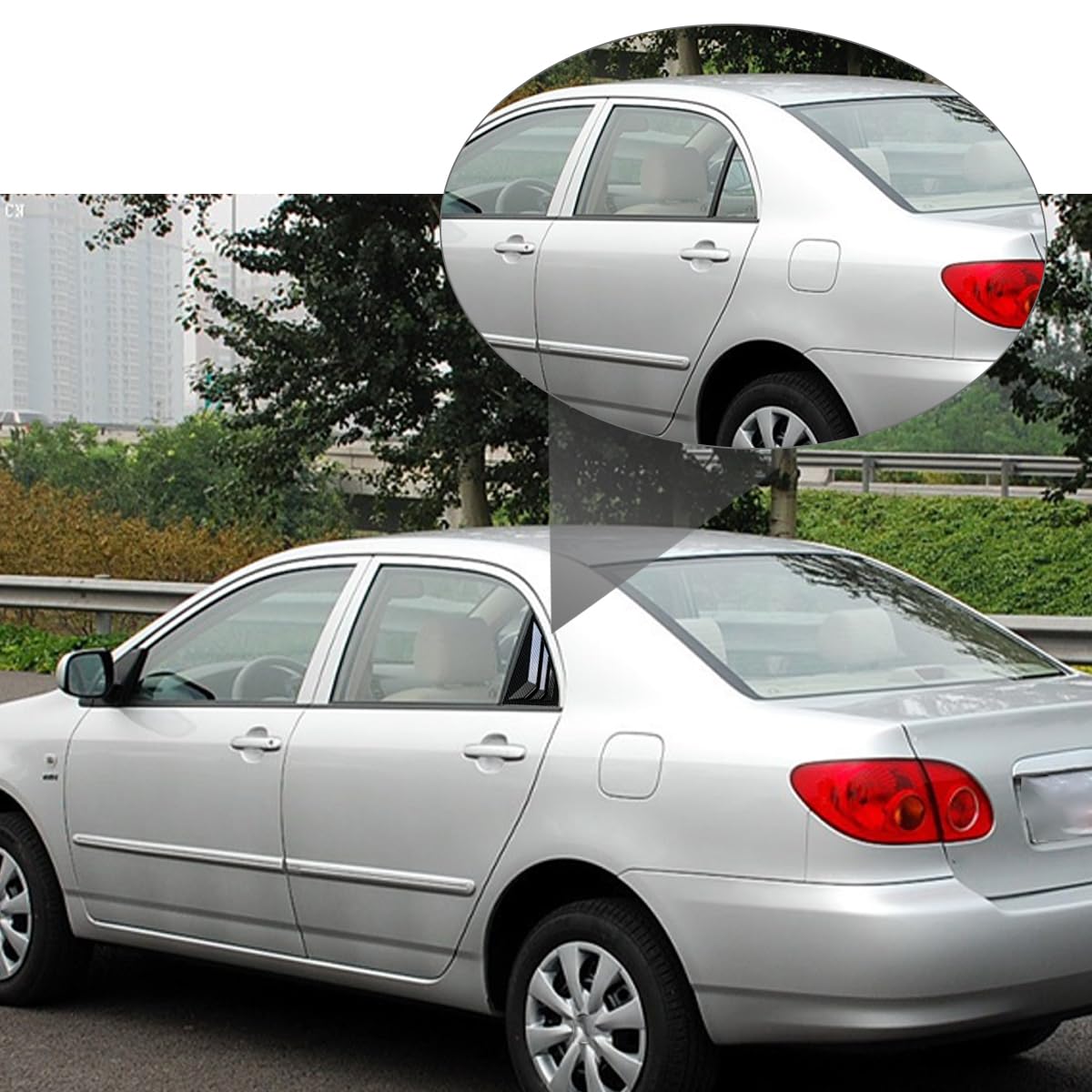 XYHGM for Toyota Corolla Altis/EX 2009 2010 2011 2012 2013 Window Louvers Rear Side Window Louvers Air Vent Scoop Shades Cover Blinds Trim Exterior Accessories 2PCS(Carbon Fiber)