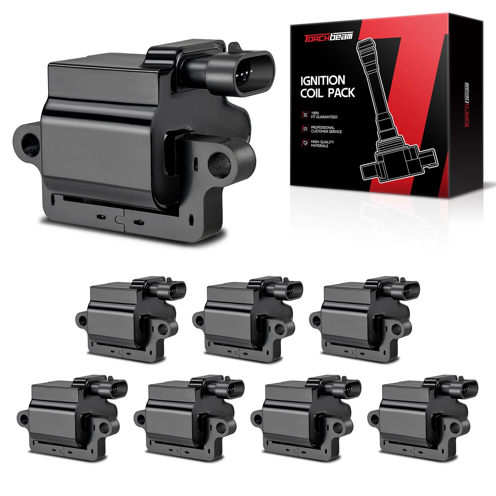 Torchbeam 8 Packs Ignition Coil UF271 Fit for Cadillac GMC Chevrolet Hummer Savana 1500 2500 3500 Silverado Escalade Express SSR Tahoe Yukon H2 V8