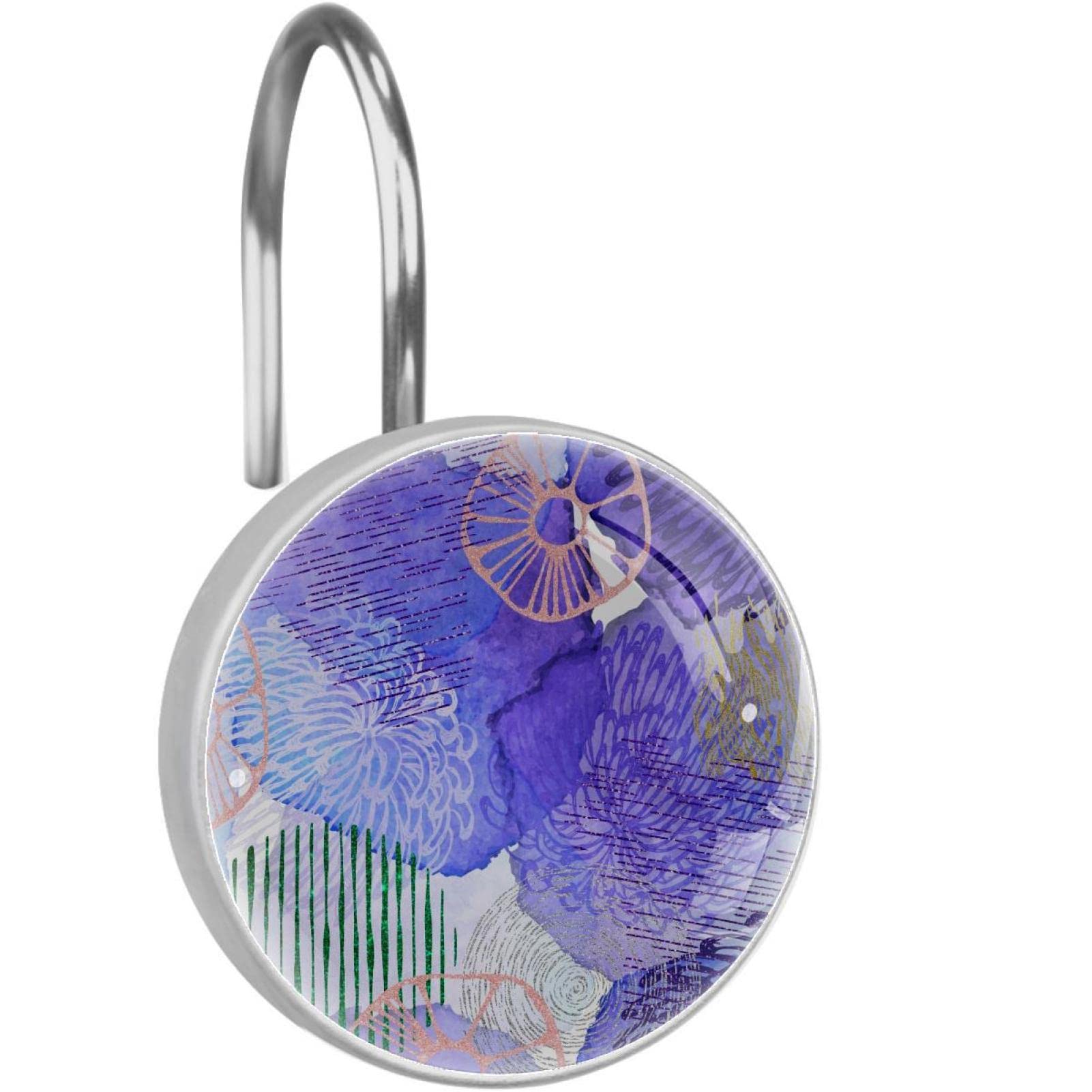 Crochets pour rideau de douche en verre de cristal violet x12