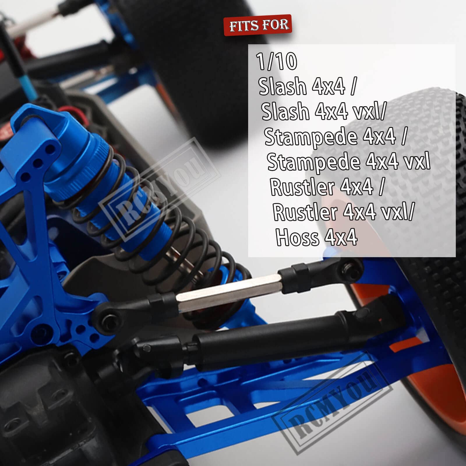 RCMYou Alloy Front Rear Suspension Arm Upgrades Part for 1/10 Slash 4x4 VXL/Rustler 4x4 VXL/Stampede 4x4 VXL/Hoss 4x4 VXL 4wd,4pcs A Arms Hops Up,Navy Blue (More Durable Arm)