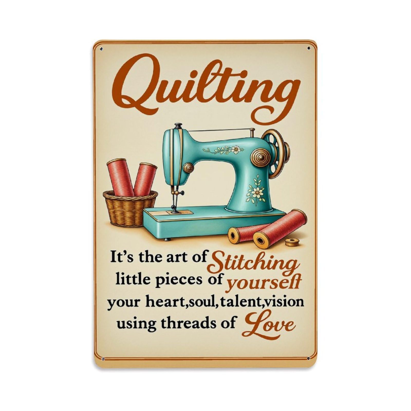 Jdyaojiesheng Vintage Sewing Machine Pattern Tin Sign Retro Metal Wall Decor Metal Poster, Home Bar Garage Farmhouse Cafe Wall Art Decoration 8X12inches