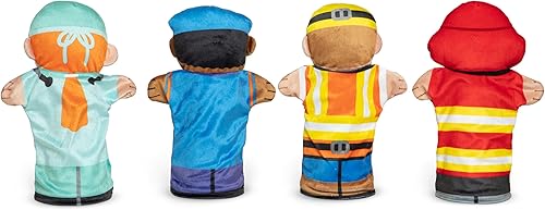 Miniatura 9 de Marionetas de mano Melissa & Doug, Jolly Helpers (juego de 4), trabajador de la construcción, doctor, policía y bombero