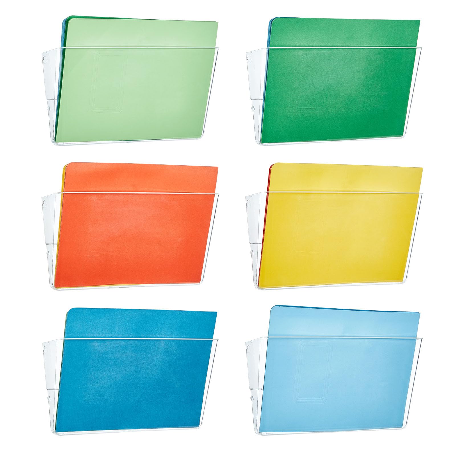 Segulah Hanging Wall File Organizer 6 Pack, Single Pocket Wall Mount File Holder Mail Organizer Wall Mounted Paper Organizer Mail Holder for Office