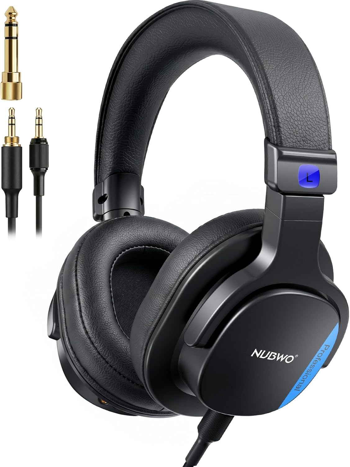 NUBWO HD01 Studio Headphones Wired, Hi-Res Over Ear Headphones with 1/4 inch to 3.5mm Adapter, Lightweight Closed Back DJ Headphones for Piano Guitar AMP Recording Mixer Amplifier