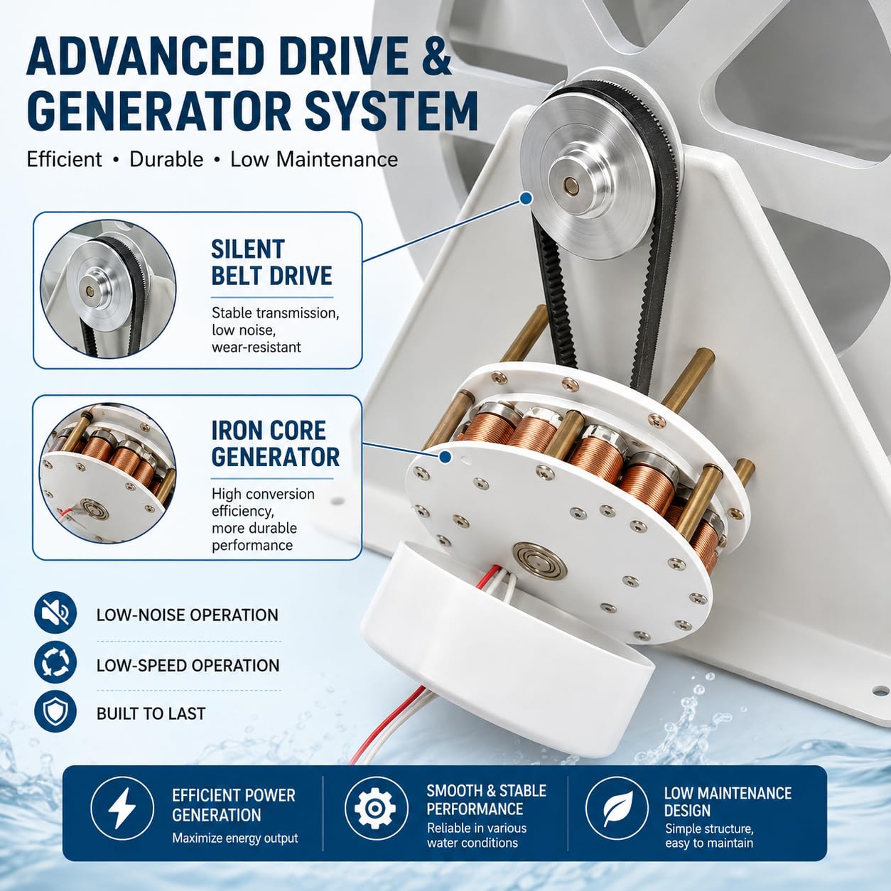 Generador de turbina de agua portátil de 100 W, kit micro hidráulico para arroyos y ríos fuera de la red con transmisión silenciosa para una solución de energía sostenible