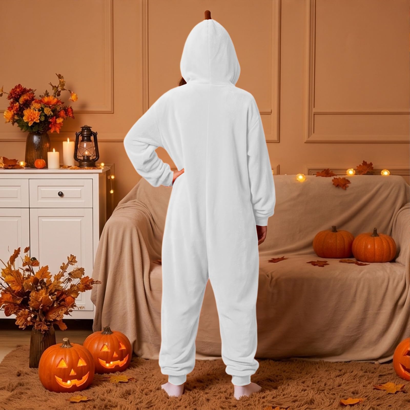 Pigiama Intera Halloween Donna, Costume Halloween Zucca con Cappuccio, Tuta Onesie Invernale Divertente, Pigiama Completo Adulto da Casa per Carnevale, Festa, Cosplay, Natale e Serate a Tema