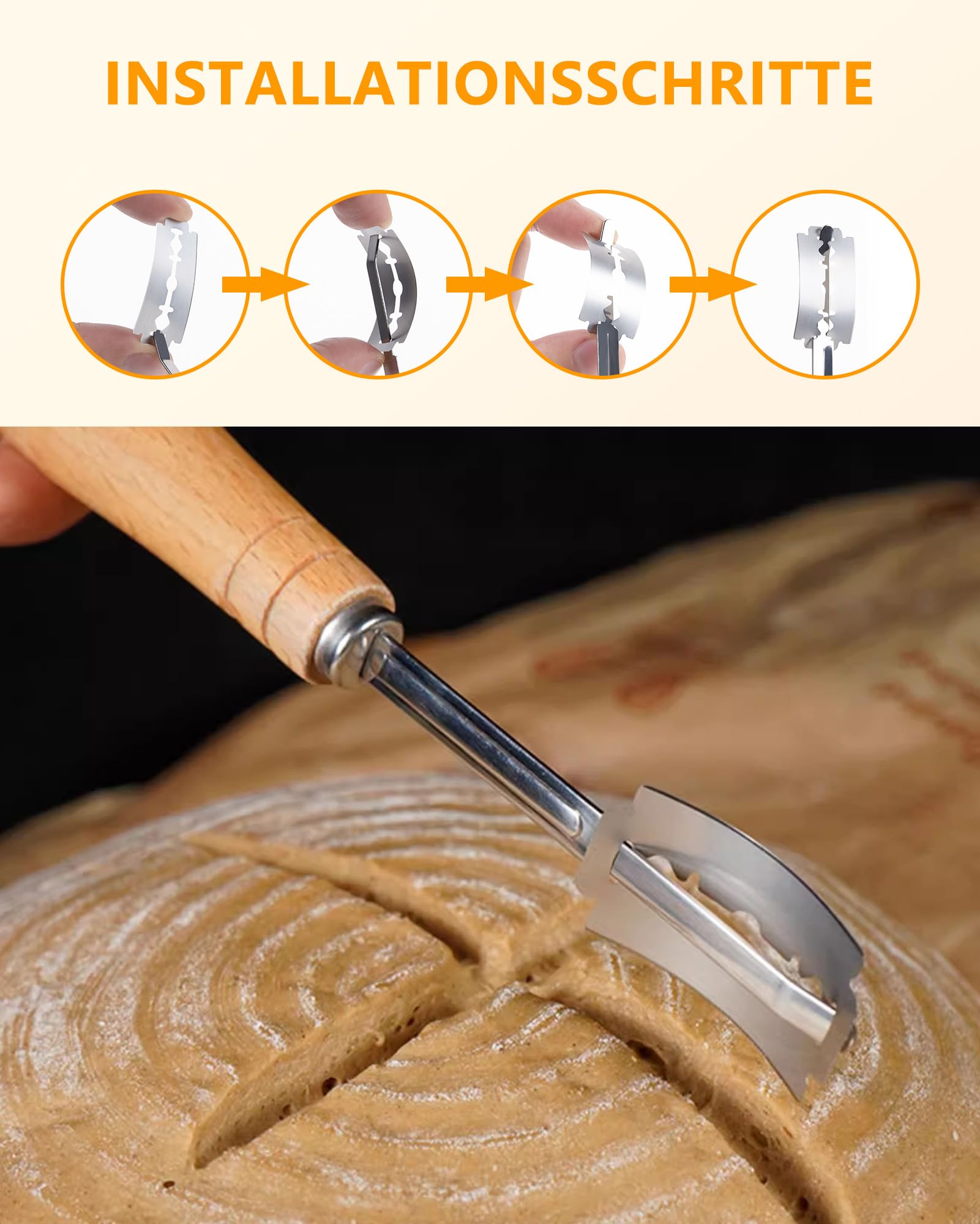 JOJOSEE Gärkörbchen, Brotgärkorb-Set Für Sauerteig Starter Set, Gärkorb natürlichem Rattan, Sauerteig-Gärkorb (inkl. Teigschaber, Rostmesser, Gärtuch & mehr) - Komplett Ausrüstung für Anfänger Profis