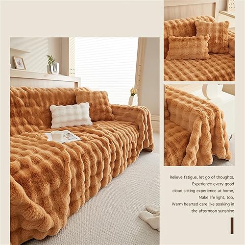 Miniatura 6 de Insun Fundas de felpa para sofá de invierno, fundas lavables de piel sintética, fundas gruesas de cojín para sofá de conejo, fundas protectoras para