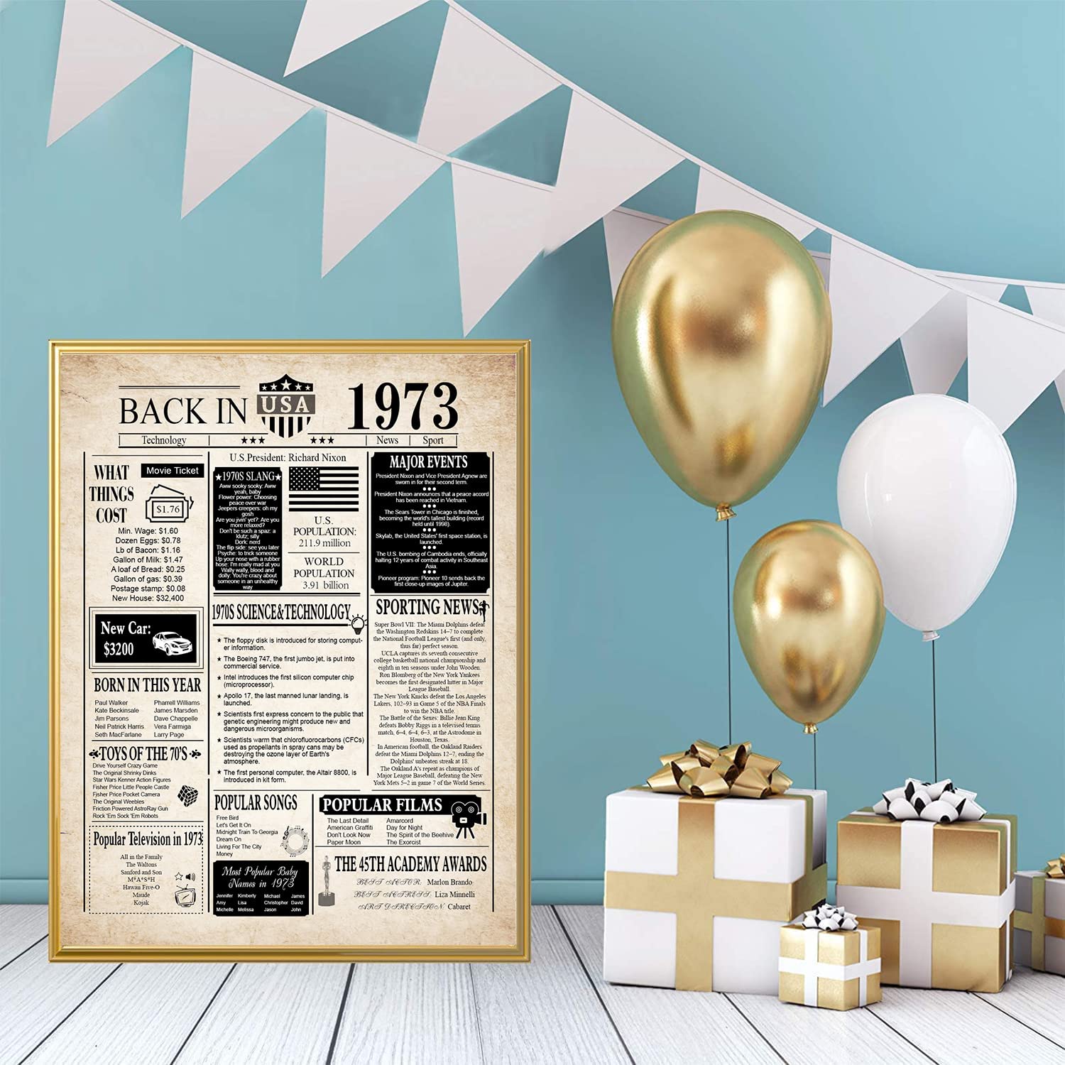 Longwu Back in 1973 Birthday Poster - 50th Birthday Decorations for ...