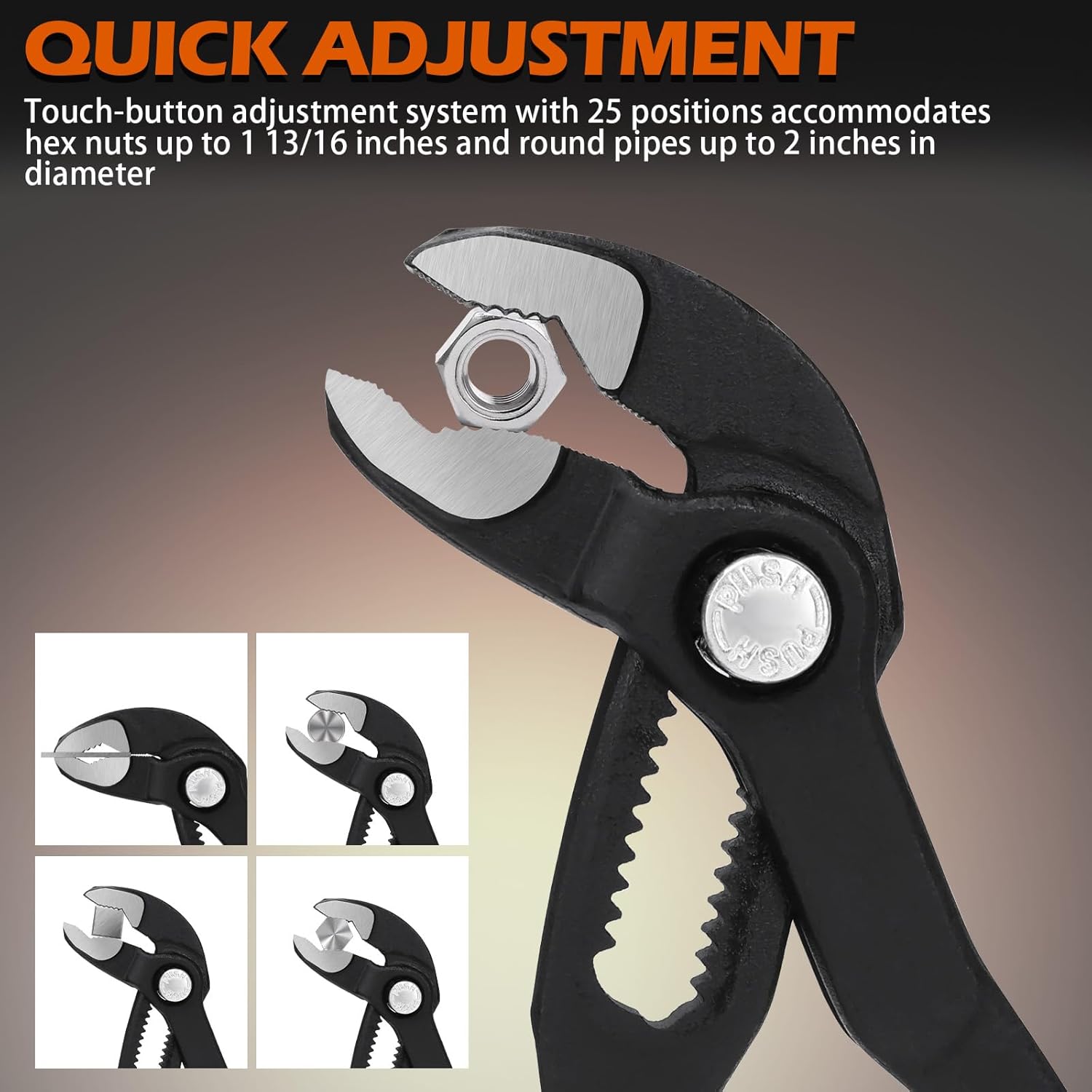 8701250 Cobra Water Pump Pliers, 10 inch, Self-Locking with Pinch Guard, 25 Adjustment Positions, Red