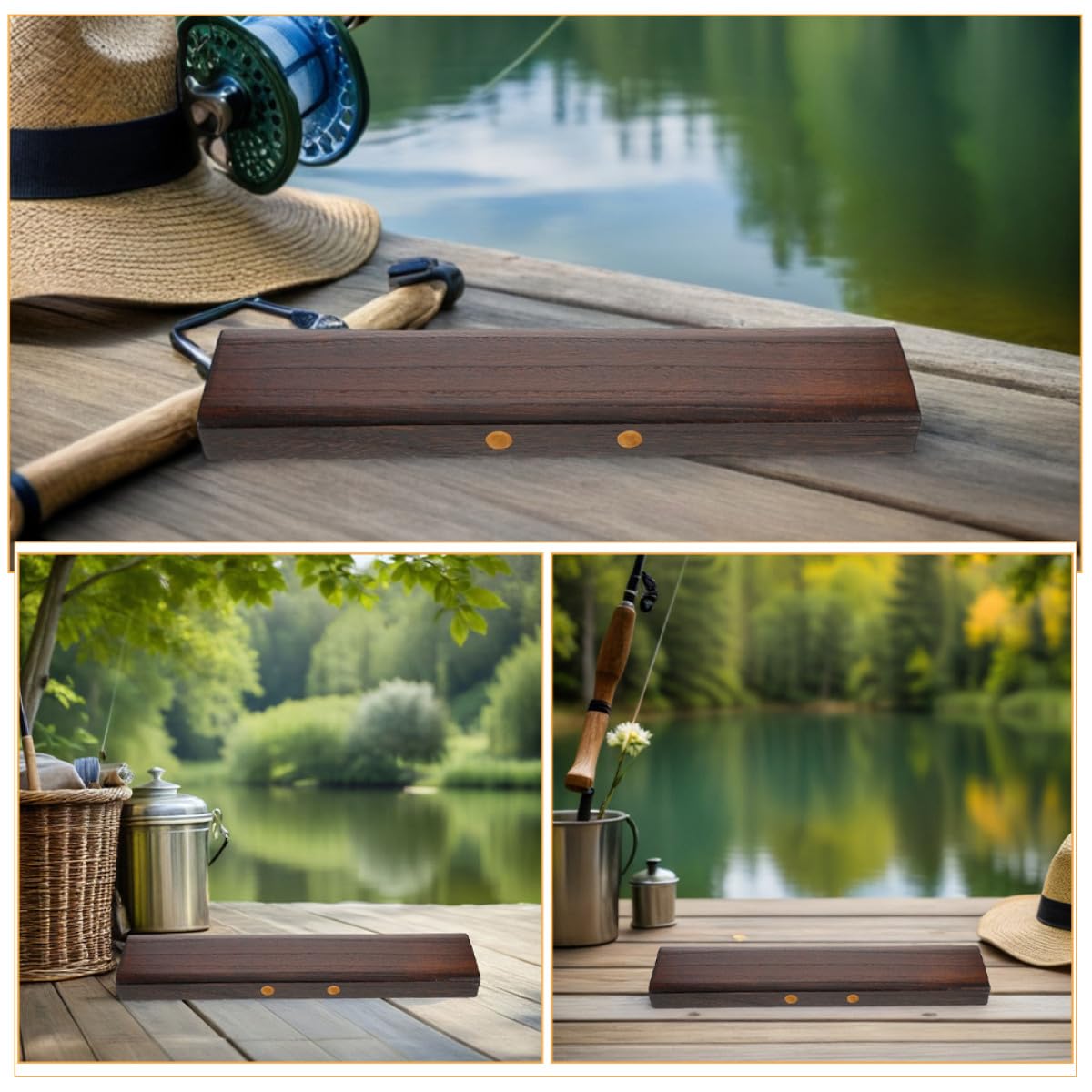 TOYANDONA Boîte de Rangement Pêche en Bois, 3 Pièces, Grosse Capacité