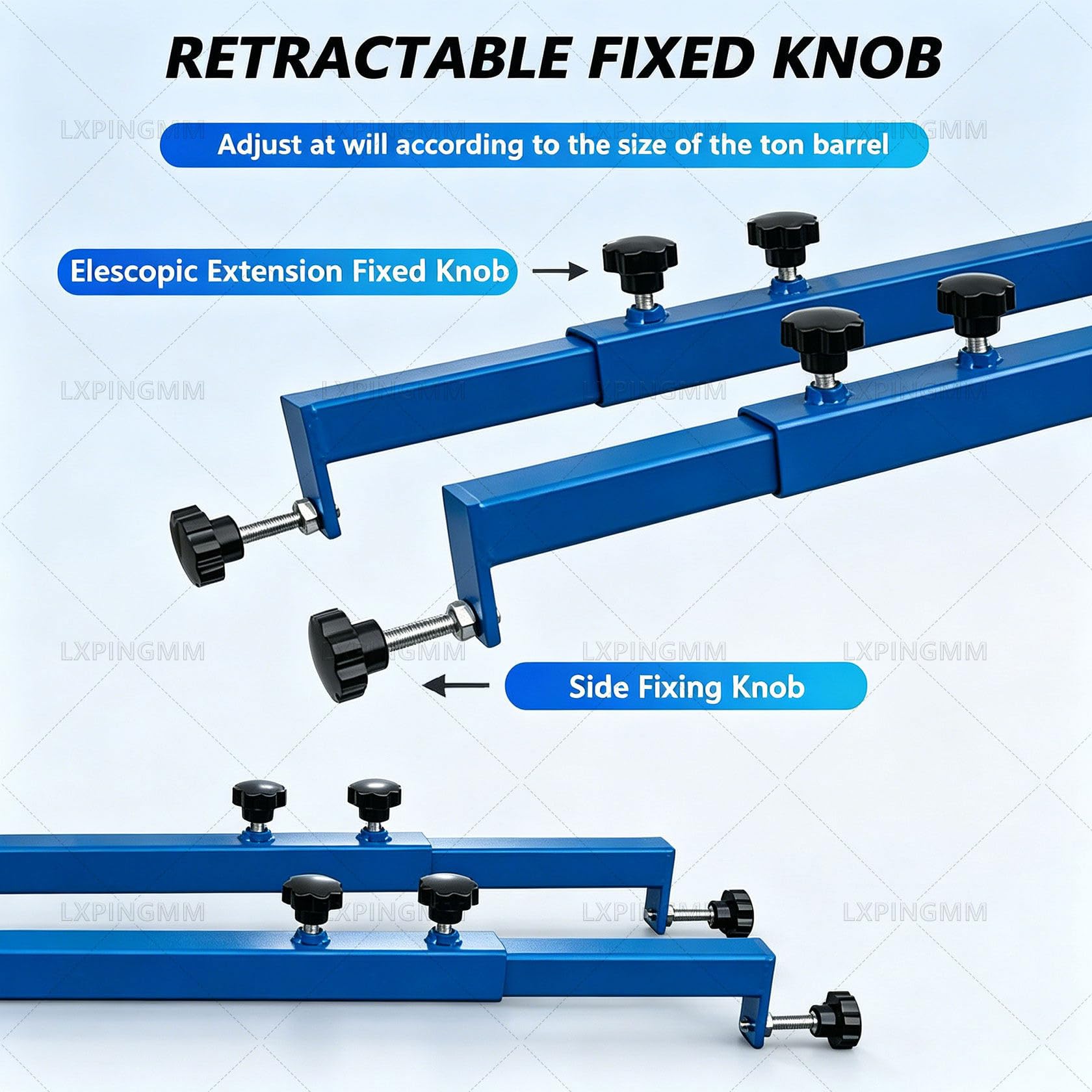 Agitador neumático para Tanques IBC,Mezclador neumático Industrial de 1000 L,con Barra Transversal Ajustable y Eje de Acero Inoxidable,para Pintura,recubrimientos A-3Cylinder