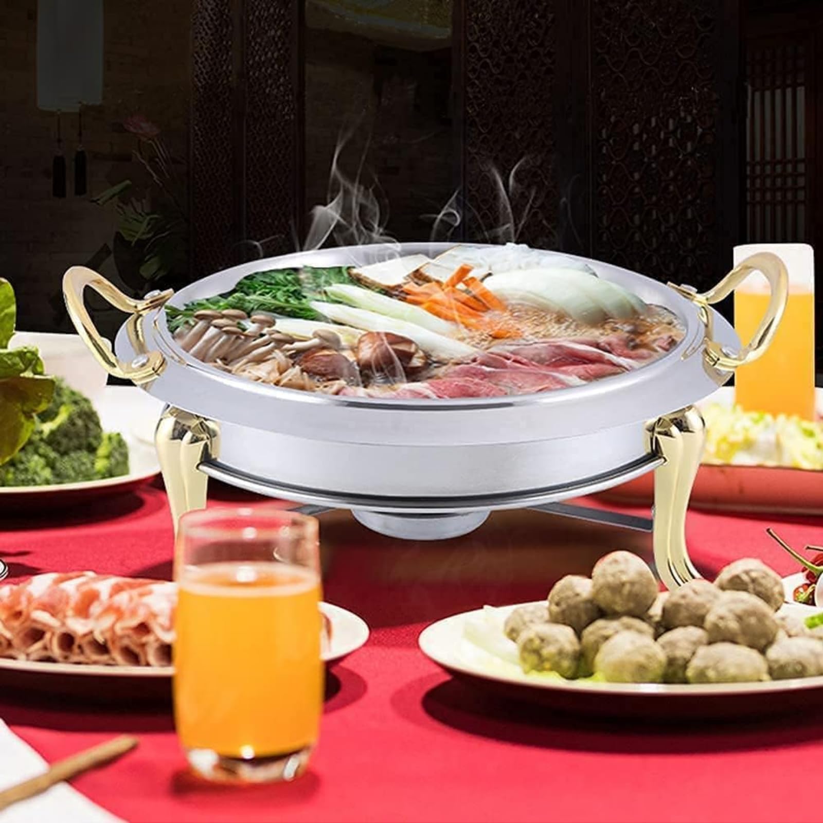 Dicker Edelstahl-Alkoholtopf, Brennstoffhalter und Deckel für Heim- und Restaurant-Chafers in voller Größe und Buffet-Catering-Wärmer-Set