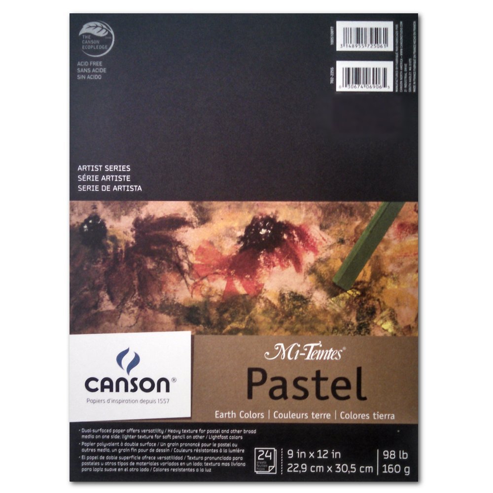 Canson Artist Series Mi-Teintes Pastel Paper, Earth Tones, Foldover Pad, 9x12 inches, 24 Sheets (98lb/160g) - Artist Paper for Adults and Students, Beige