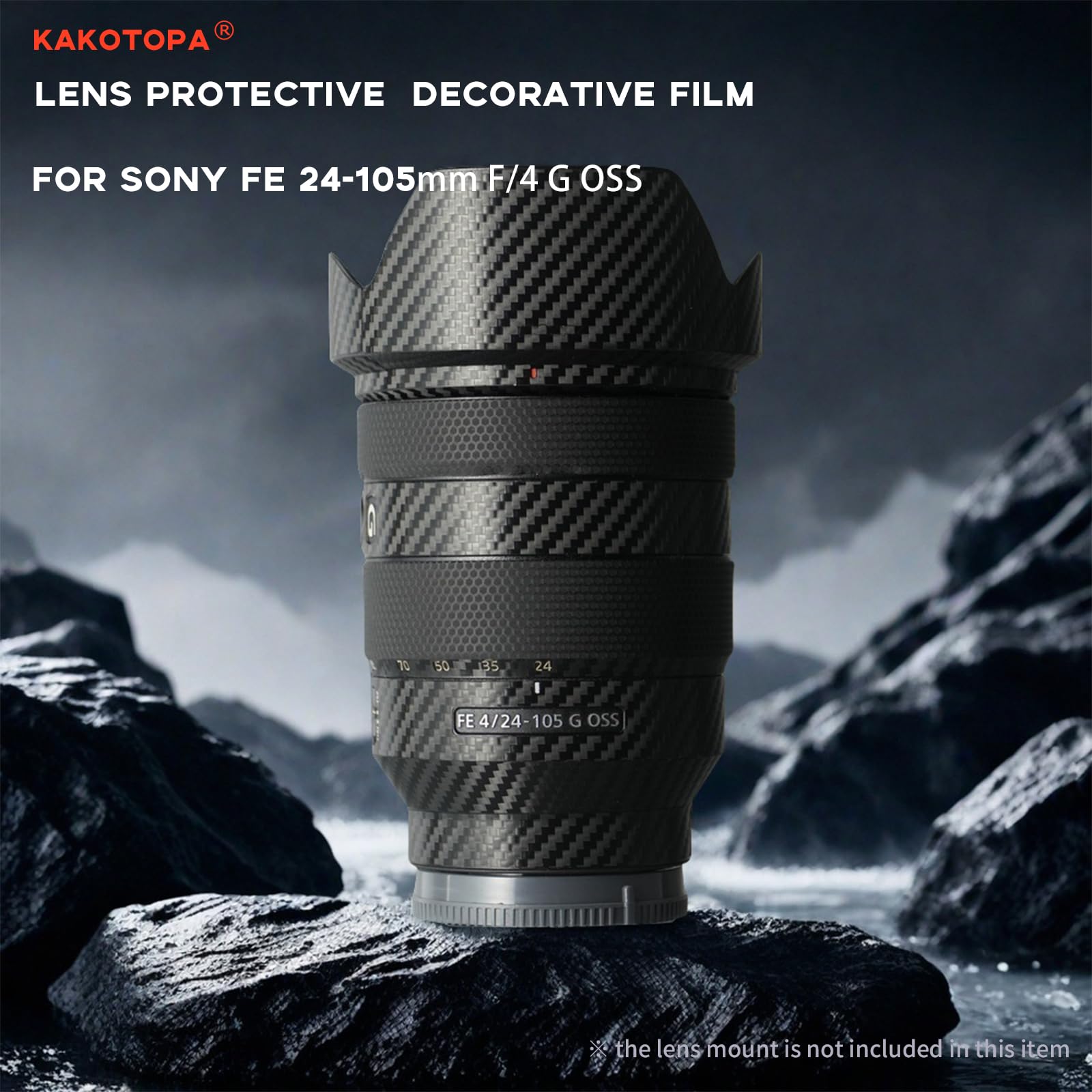 kakotopa Lens Protective Film Decorative Sticker Compatible with Sony FE 24-105mm F4G OSS Comprehensive Protection Anti-Scratch/Anti-Wear/No-Residue/3M Materail(Carbon Fiber Black)