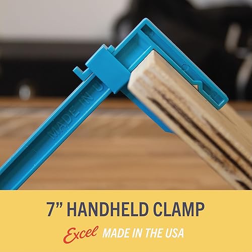 Vista 3 de Excel Blades Juego de abrazaderas de barra de plástico ajustables de 7 pulgadas, paquete de 4 mini abrazaderas y esparcidores para construcción