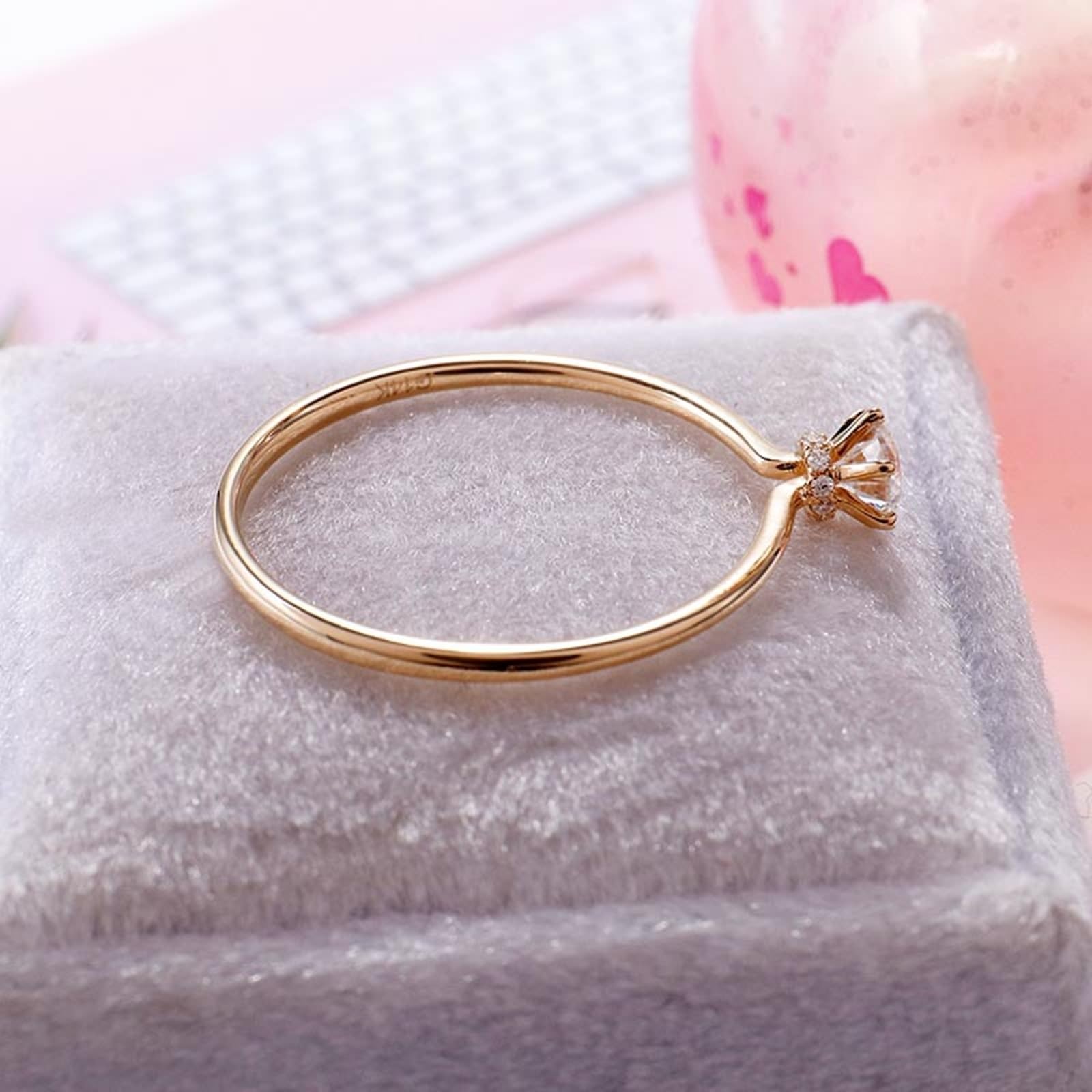 Bague solitaire pour femme en or jaune 9 carats/14 carats/18 carats avec moissanite 1 carat