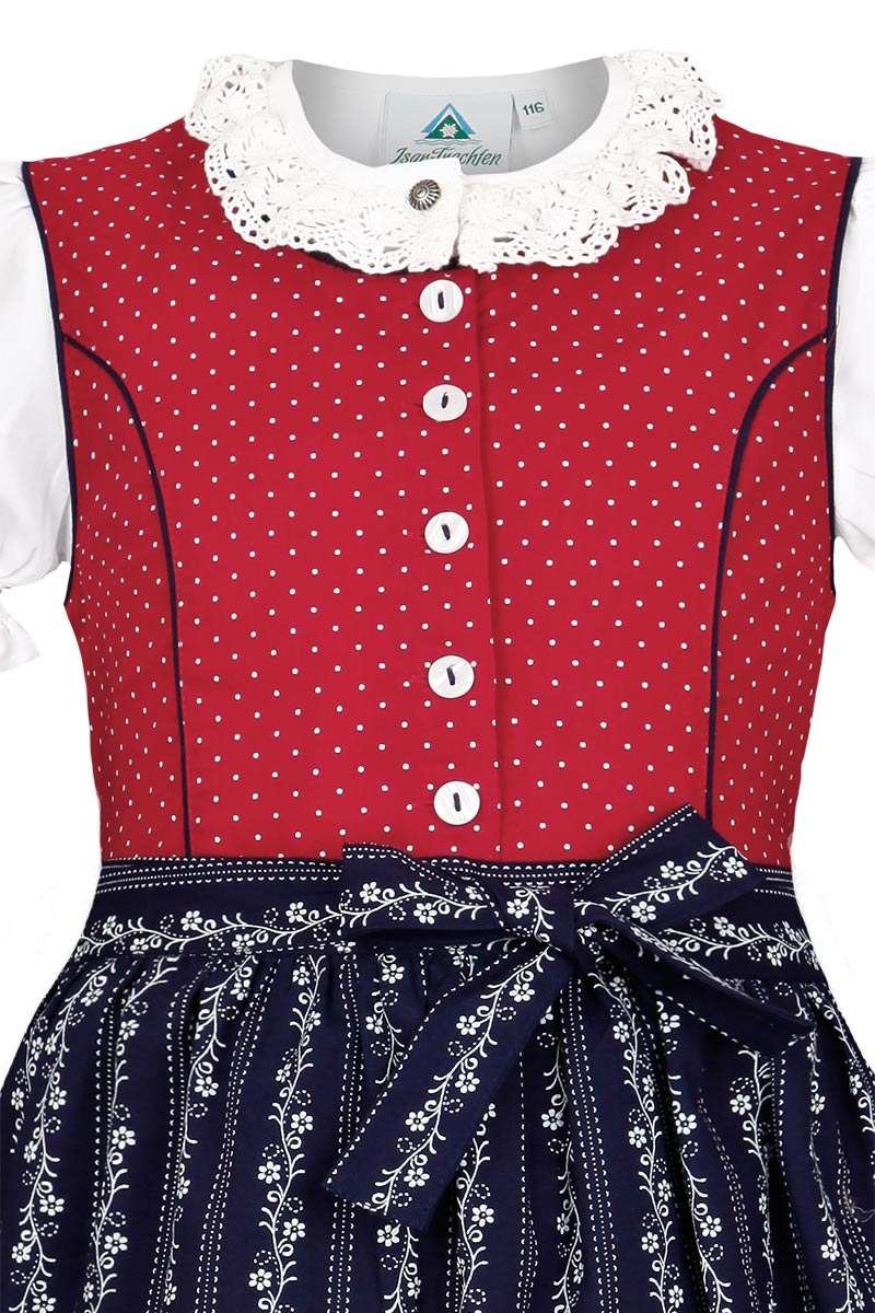 Isar-Trachten Dziewczęca dirndl z bluzką czerwona, czerwona, 80, czerwony, 98 cm