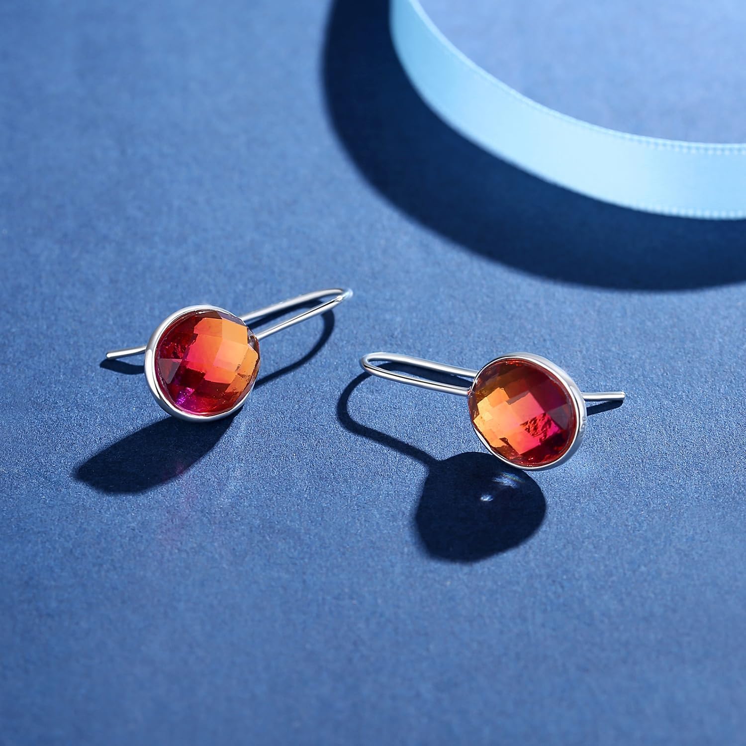 MetJakt Orecchini pendenti da donna in argento 925 con vera pietra naturale e cristalli colorati con glitter che cambiano colore, gioielli da donna, nan, cristallo