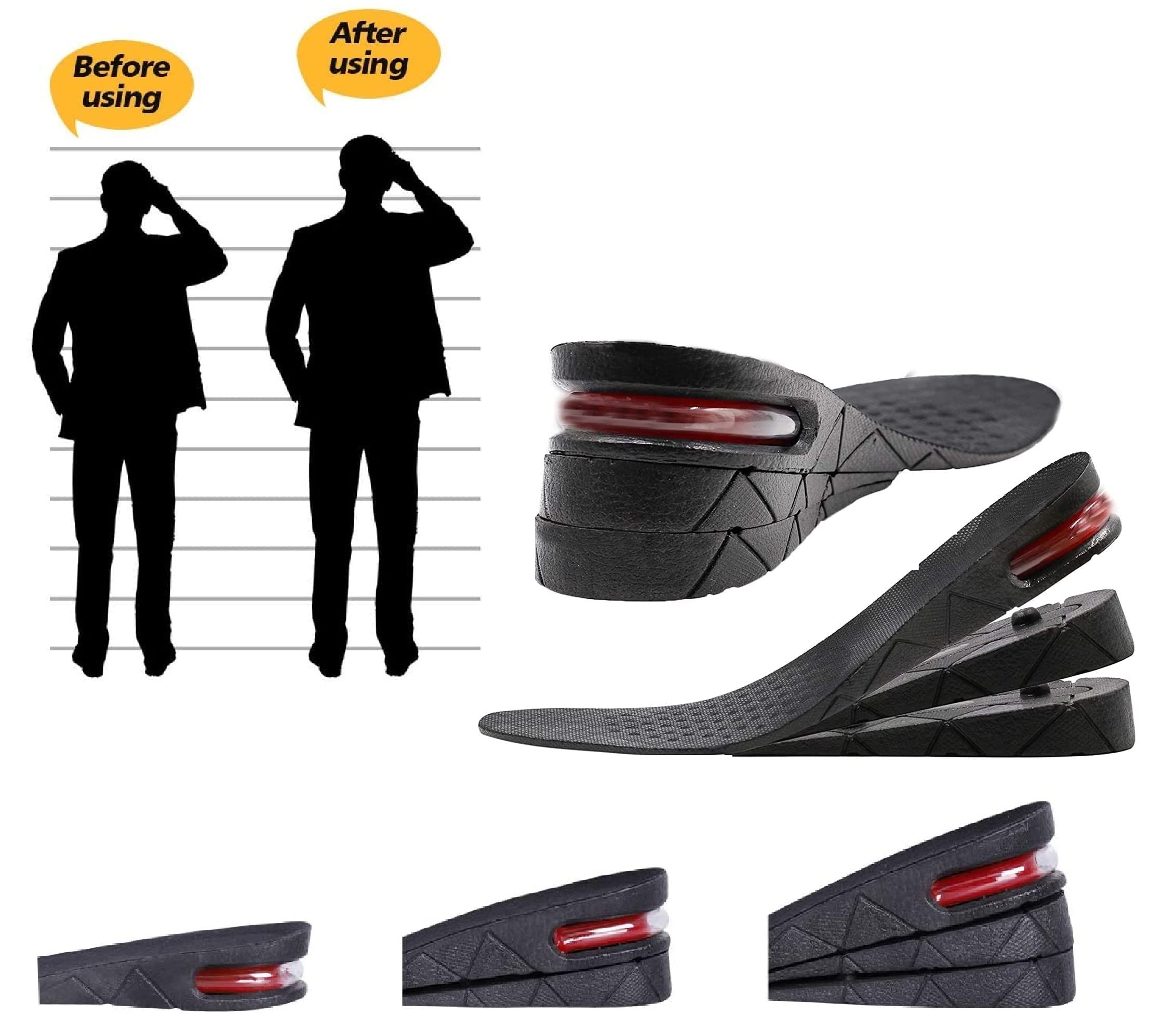 Jwxno Height Increase Insole 3-Layer Air Cushion Heel Insert Lift Shoes Insole for Men and Women Invisible Elevator Adjustable Insoles (B09ZQVPZGB) Amazon Price History, Amazon Price Tracker