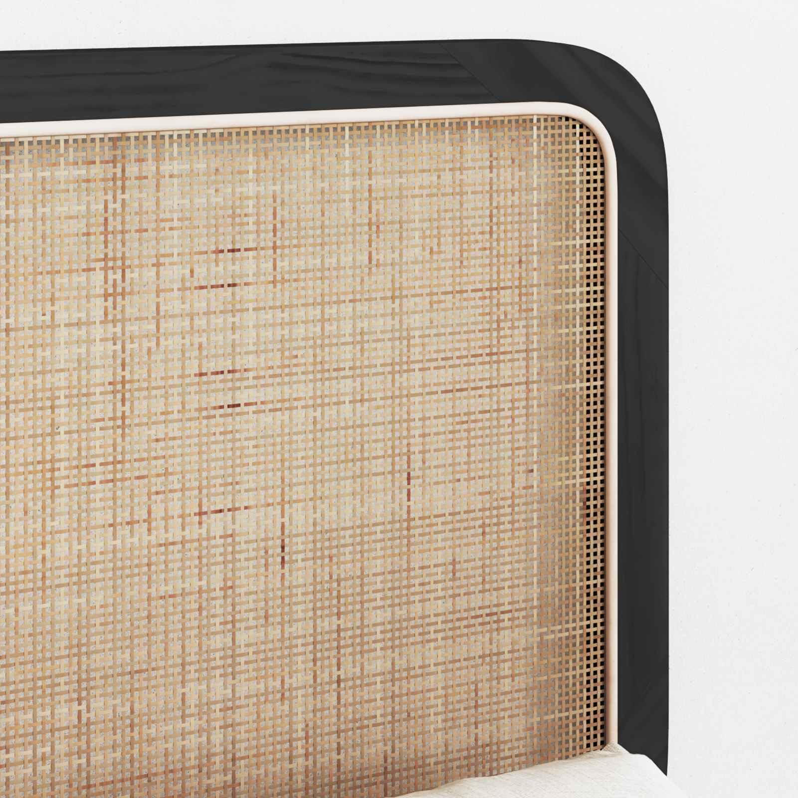 Cabecero de cama de madera maciza de pino negro, 120 x 55 x 3 cm, mimbre trenzado, cabecero de cama duradero para dormitorio, marco de cama