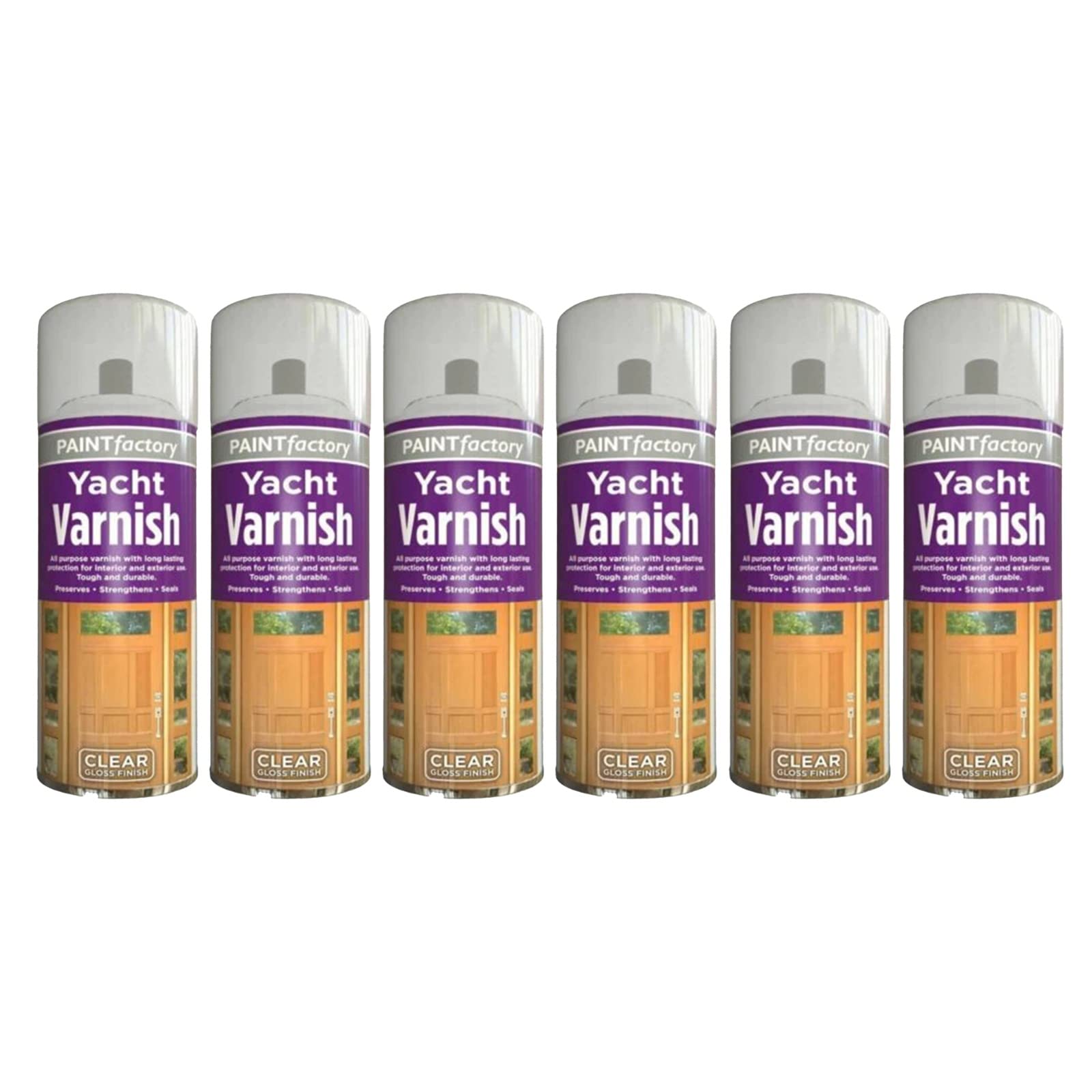 PNJB, All Purpose Yacht Varnish, Professional Gloss Finish Spray Wood Color Paint, Interior, and Exterior Surfaces, Fast Drying Sealer, Easy to Apply, Durable & Flexible Adhesion, 200ml, (6 Pcs)