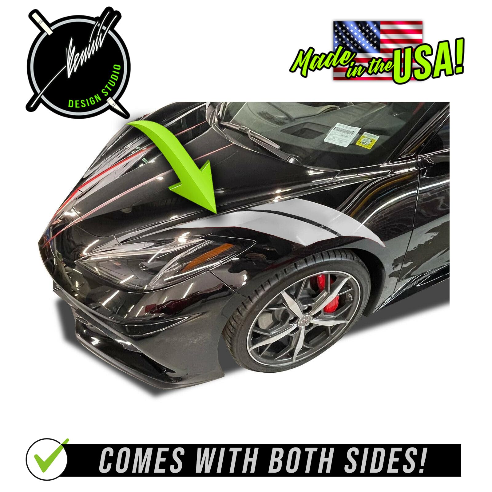 Carbon Flash Fender Stripes Hash Marks For 2020-2025 C8 Corvette Vinyl Decals - Foto 11