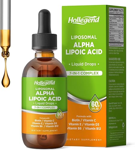 Gotas de ácido alfa liposomal líquido, 600 mg de ácido R-alfa lipoico con biotina y multivitaminas, ALA para antioxidante, salud cerebral y apoyo