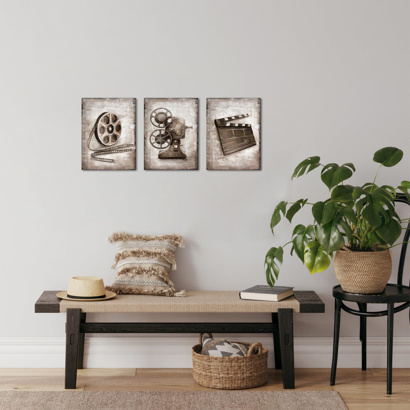 VVOVV - Decorazione da parete per cinema casa cinema e sala cinematografica, decorazione per sala multimediale, stampa artistica su tela (12 x 16 x 3 pannelli)
