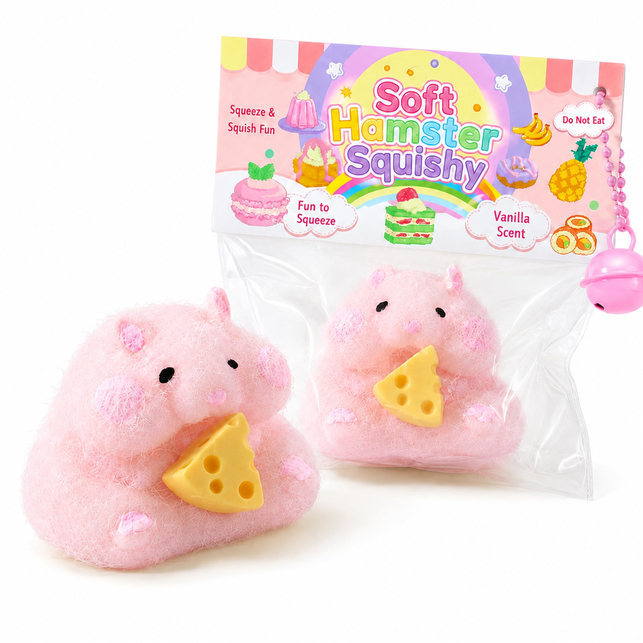 2027 New Cute Squeeze Hamster - Ultra Soft Silicone Hamster Squeeze Toy, Cute Stress Relief Squishy for Playing, Party, Alone (Pink)