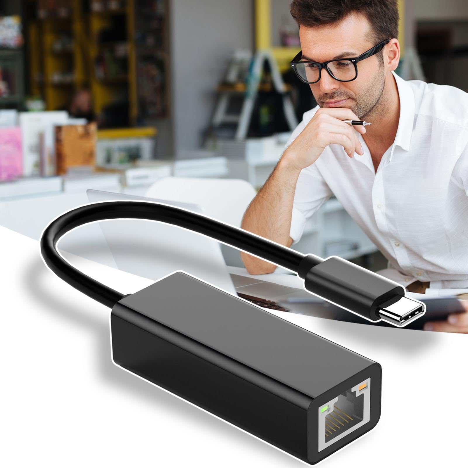 Adattatore Ethernet USB-C 10/100/1000 Mbps Plug and Play per Laptop Desktop