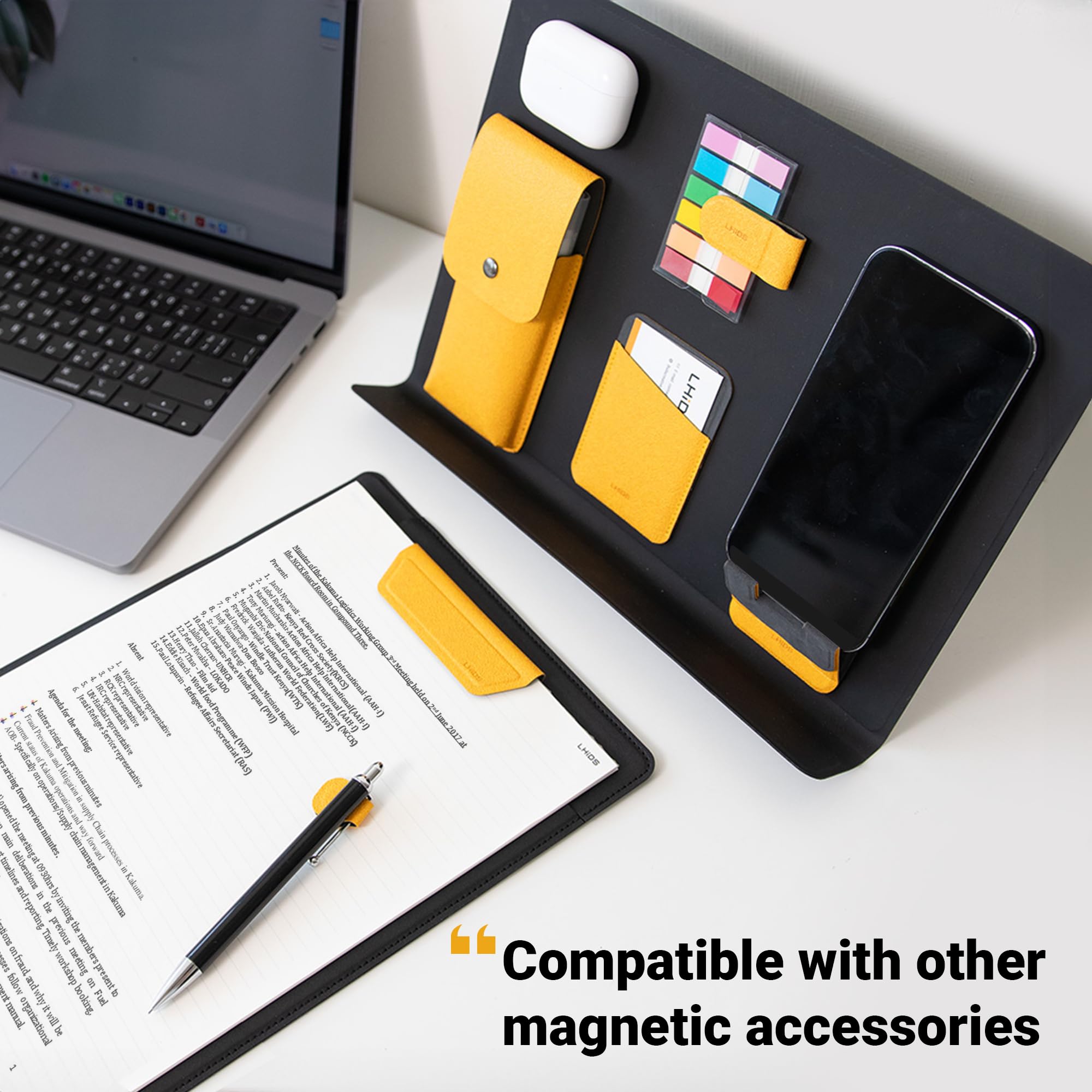LHiDS Creative Folio 2.0 with Stand, Business Portfolio Resume, 3-in-1 Padfolio con accessori magnetici, Clipboard (giallo, A4 2.0)