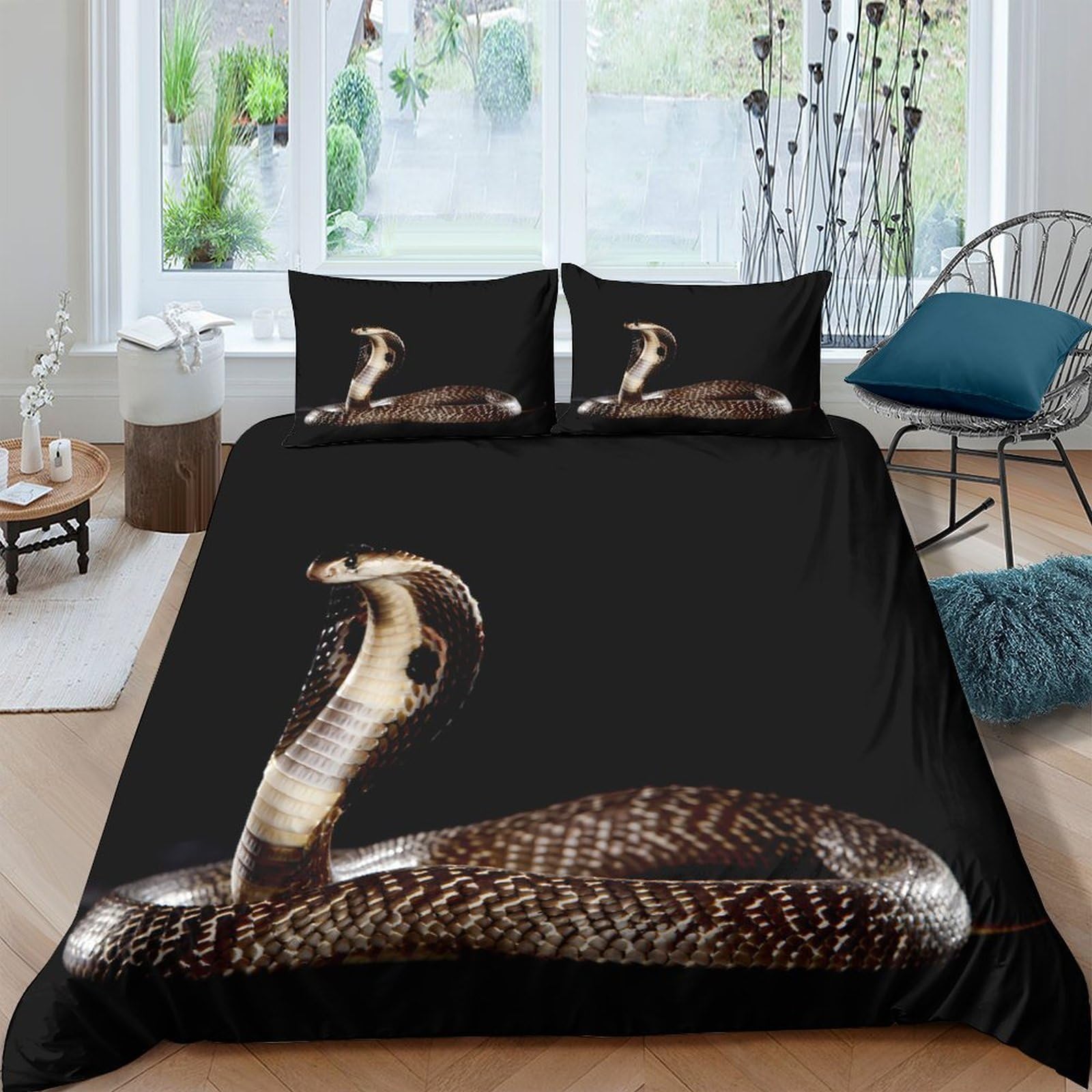 Ctjqhvkz Style-7 3D Printed Snake Pattern Fitted Sheet Microfiber Soft Breathable Cobra Bed Cover For Bedroom Dorm Mattress Protection Decor Single（135X200cm）