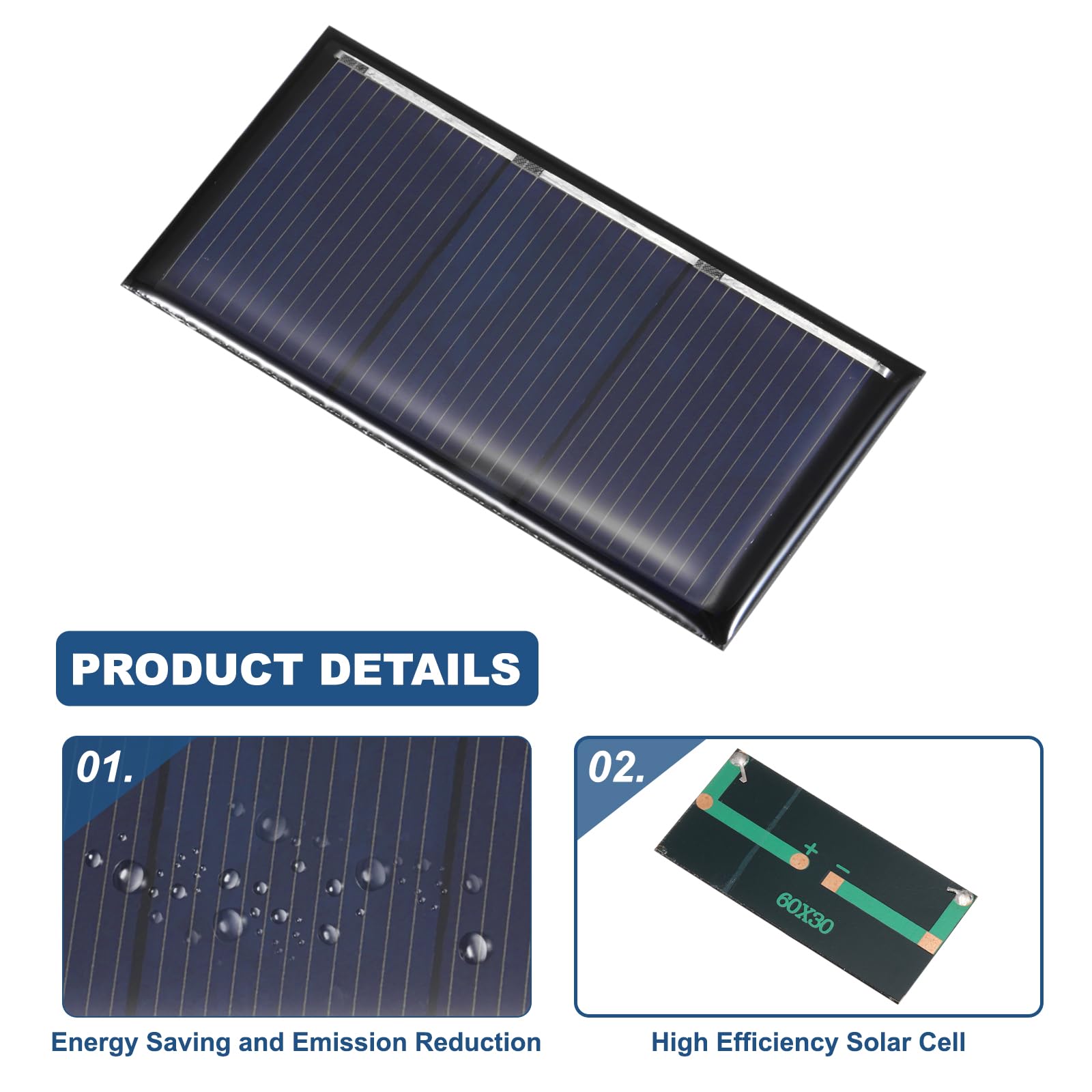 QUARKZMAN 12PCS 1.5V 0.24W 0.16A Mini Paneles Solares para Energía Solar, Pequeñas Celdas Fotovoltaicas para Cargar Materiales DIY de Juguetes Eléctricos, Kits Sistema Solar, 2.36" x 1.18"