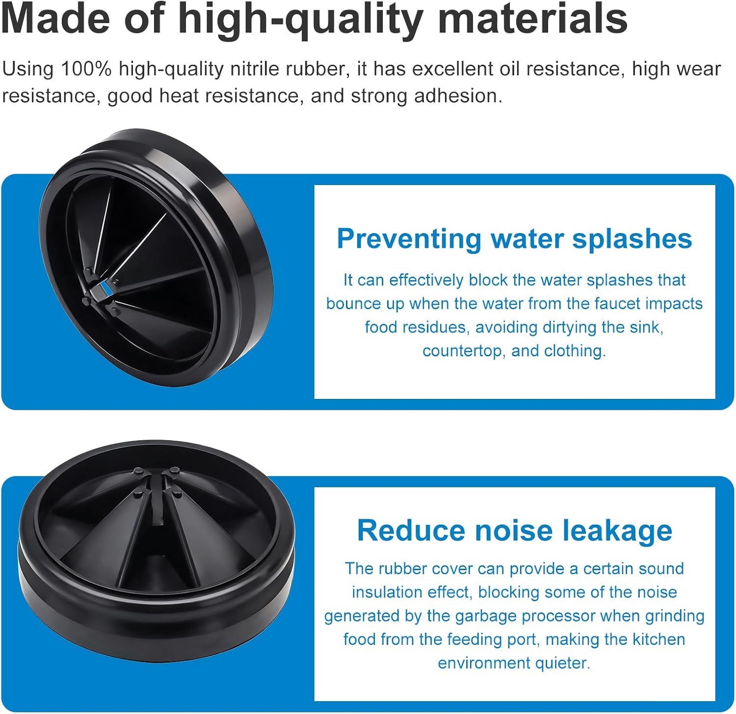 3-3/8 Inch Garbage Disposal Splash Guard, Upgraded Quiet Collar Sink Baffle Drain Plug, Replacement for InSinkErator Evolution Series, KitchenAid, Kohler, Waste King, Reduces Noise- 3 Pack