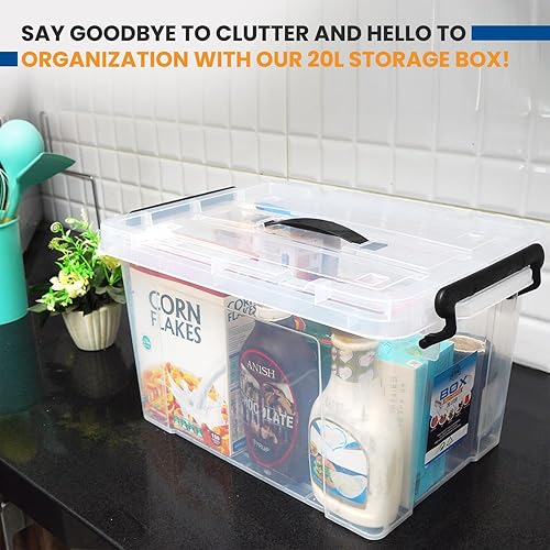 Miniatura 5 de Cajas de almacenamiento transparentes con tapas, contenedores de almacenamiento de plástico prémium con tapas para el hogar, cocina, oficina y