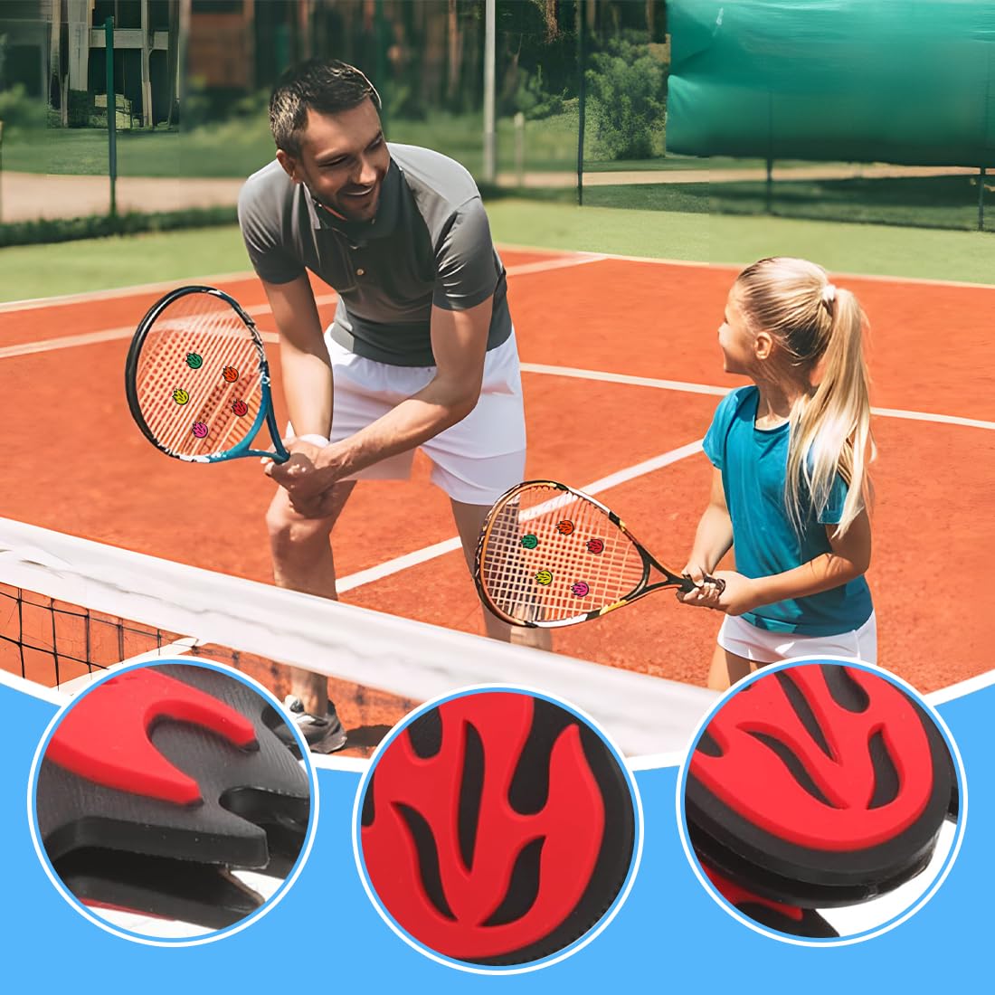 Smorzatore per racchetta da tennis con motivo a fiamma, unisex adulti, cinque colori
