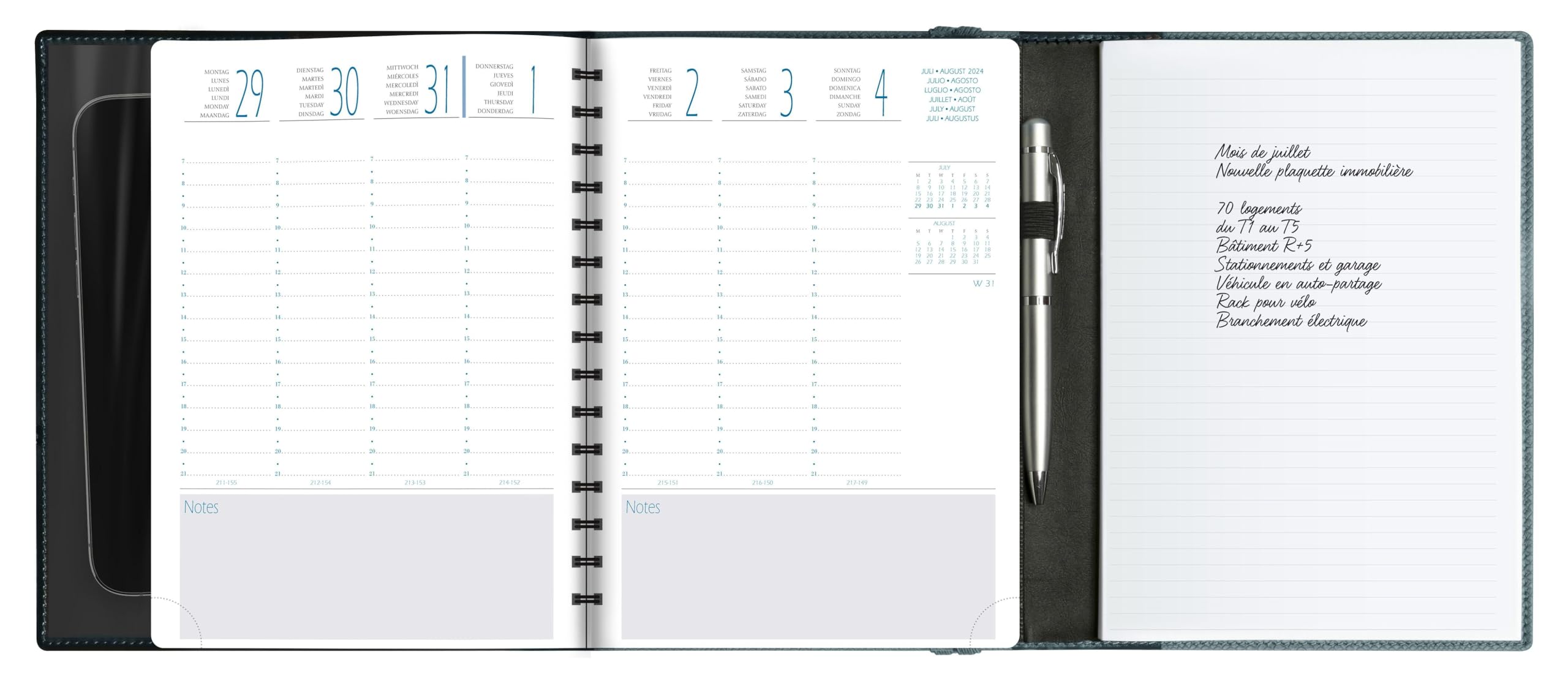 EXAWEEK All in One 15x21 Kelly schwarz 2027: Kalender im Schreibtischformat